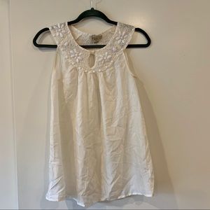 White silk top with beads